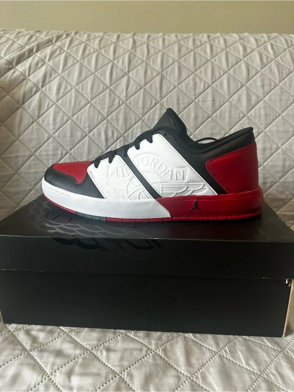 NEW Jordan Nu Retro Low-Top Sneakers in Red, Black & White